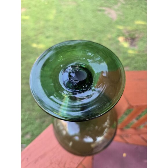 Vintage Handblown Green Glass Twisted Stem Compote Bowl - Picture 2 of 2